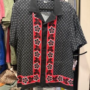 The Kooples Black and Red Floral Men's Shirt